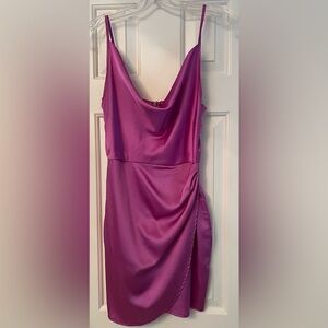 Purple superdown satin dress